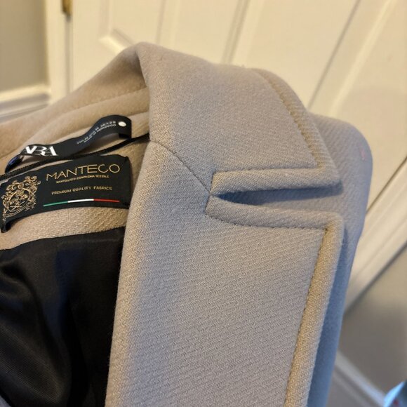 ZARA WOMEN NEW OVERSIZED DOUBLE BREASTED WOOL BLEND COAT GRAY 2578/747 X… - Picture 14 of 15